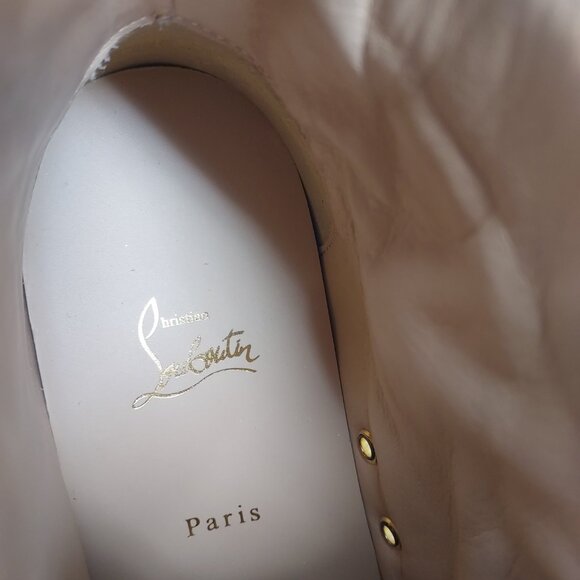 CHRISTIAN LOUBOUTIN White Gold Louis Orlato High Top Stud Sneaker - Picture 5 of 10